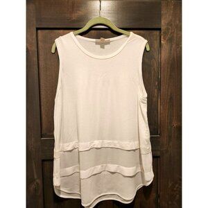 MK - Michael Kors Women's White Sleeveless Tiered Layering Top. Size XL